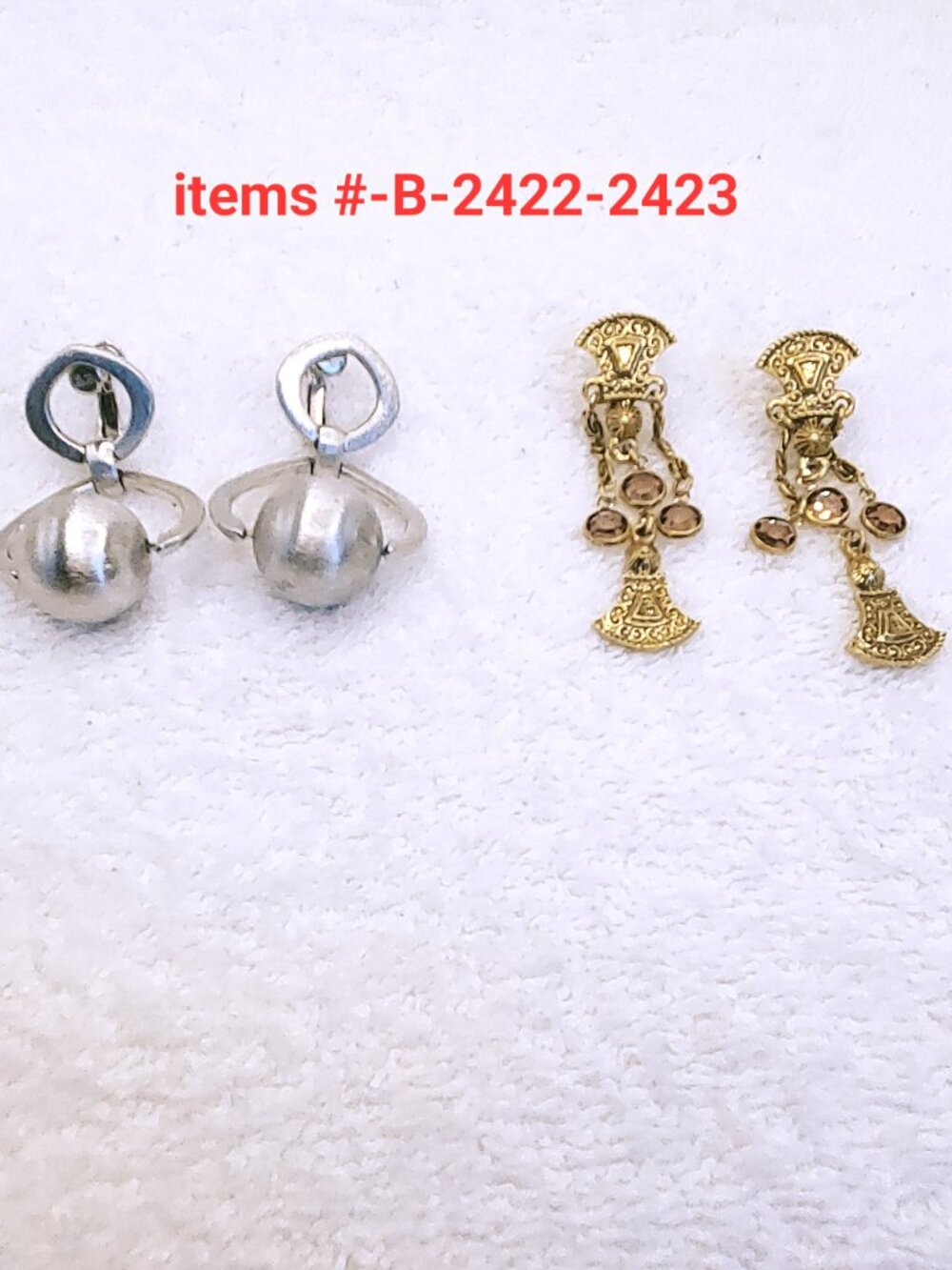 2 Pair of Napier Vintage clip on Earrings, items # B-2422-2423. wt. 32 grams.
